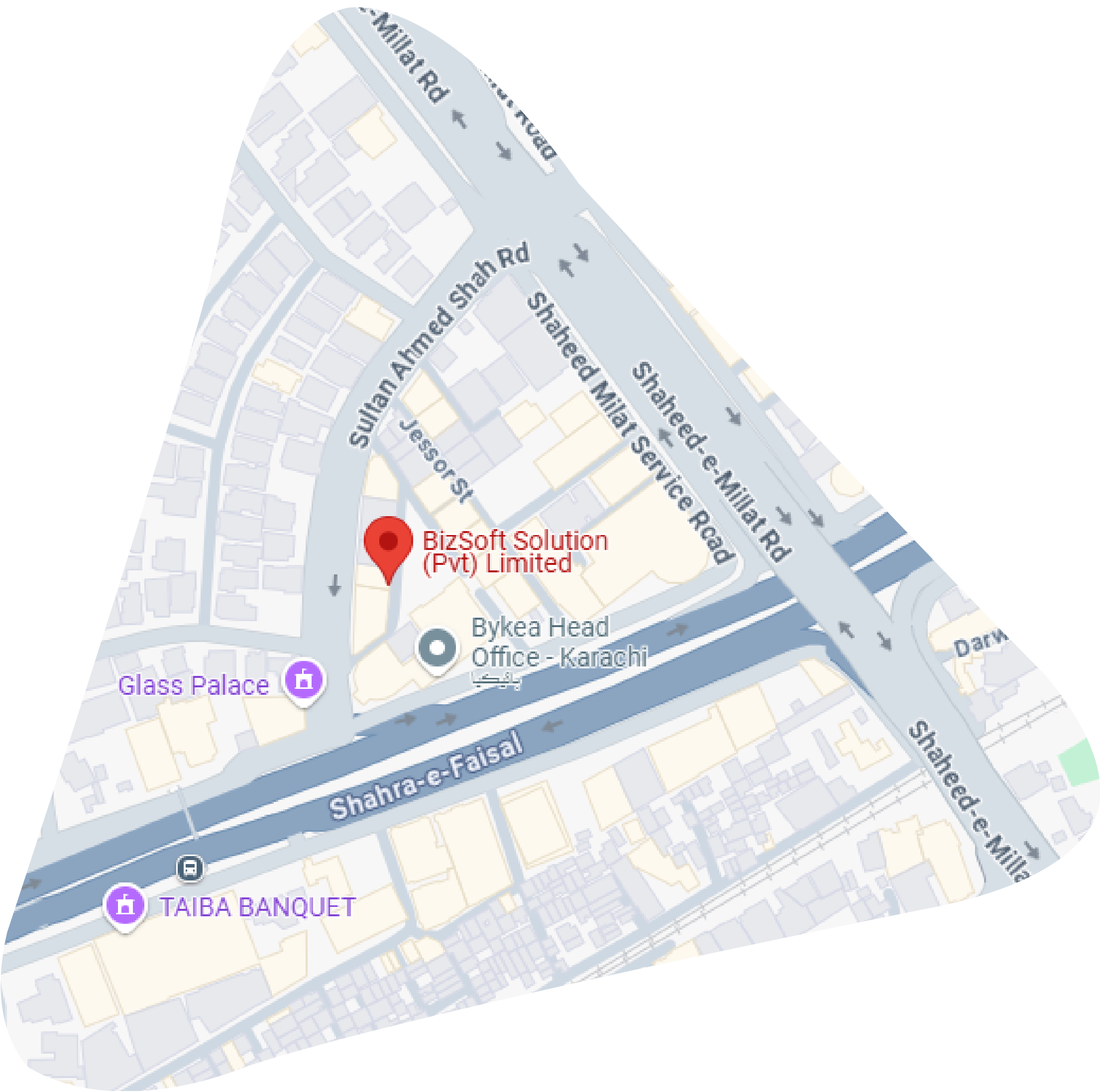 Bizsoft Solutions office location map in Karachi